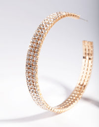 Gold Medium Diamante Chain Hoop Earrings - link has visual effect only