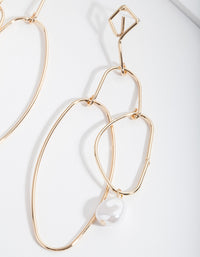 Gold Organic Shape & Pearl Drop Earrings - link has visual effect only