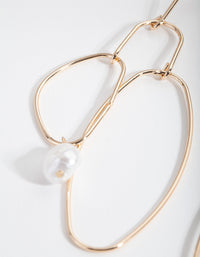 Gold Organic Shape & Pearl Drop Earrings - link has visual effect only