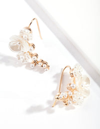 Gold Flower Crawler Earrings - link has visual effect only