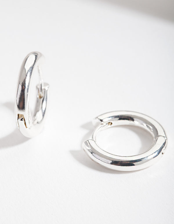 Silver Simple Polished Hoop Earrings