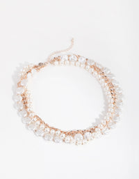 Rose Gold Layered Pearl & Chain Necklace - link has visual effect only