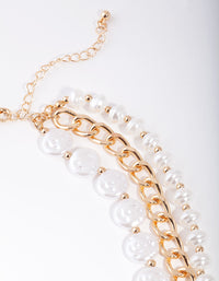 Gold Layered Pearl & Chain Necklace - link has visual effect only