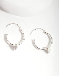 Sterling Silver Heart Charm Hoop Earrings - link has visual effect only