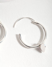 Sterling Silver Heart Charm Hoop Earrings - link has visual effect only