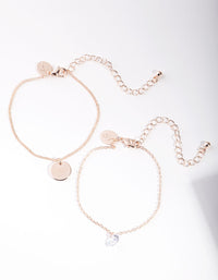 Rose Gold Diamante Disc Charm Bracelet Pack - link has visual effect only