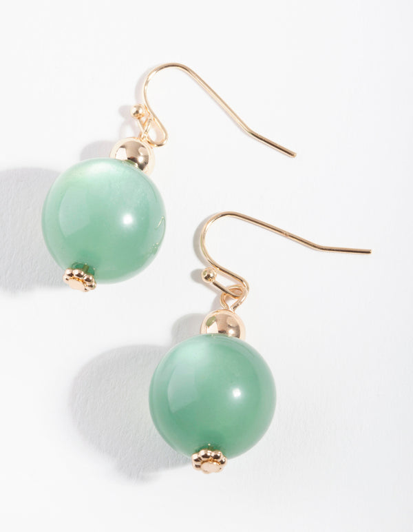 Green Gold Crystal Orb Earrings