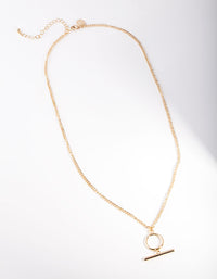 Gold Circle Bar Necklace - link has visual effect only