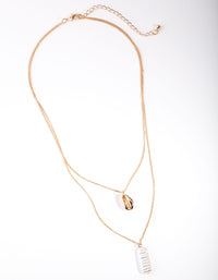 Gold Pearl Shell Layered Necklace - link has visual effect only