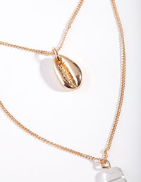 Gold Pearl Shell Layered Necklace - link has visual effect only