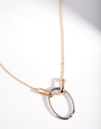 Mixed Metal Oval Linked Necklace - link has visual effect only