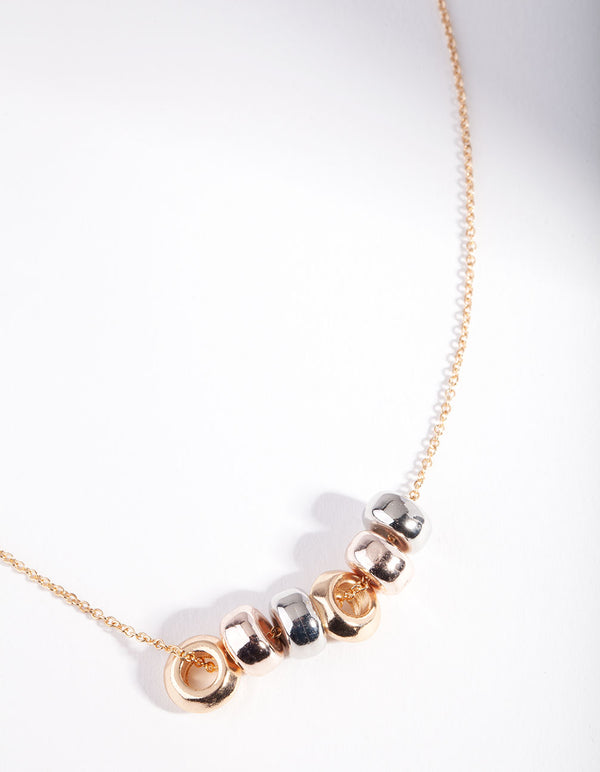 Mixed Metal Round Bead Necklace