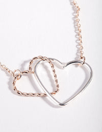 Mixed Metal Linked Heart Necklace - link has visual effect only