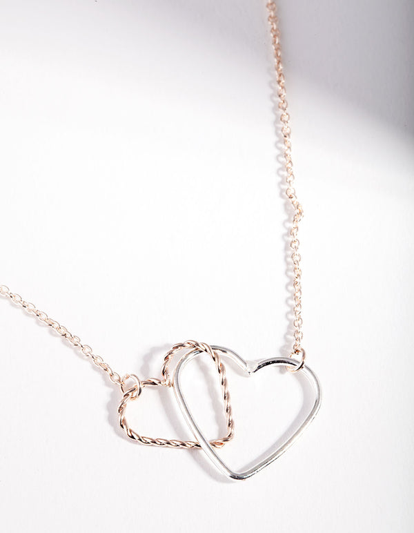 Mixed Metal Linked Heart Necklace