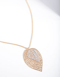 Mixed Metal Cutout Layer Leaf Necklace - link has visual effect only