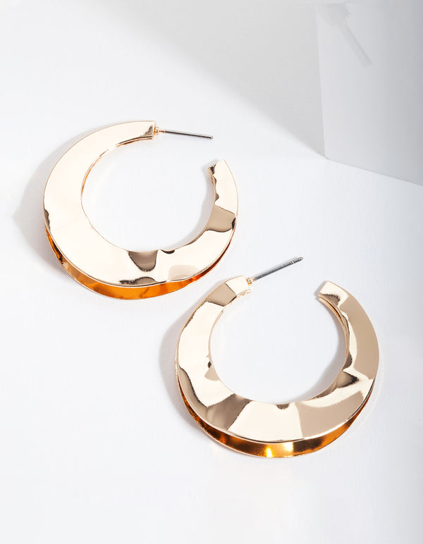 Gold Double Wobble Hoop Earrings