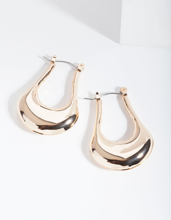 Gold Shiny Bottom Hoop Earrings