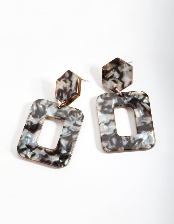 Acrylic Hexagon Rectangle Earrings