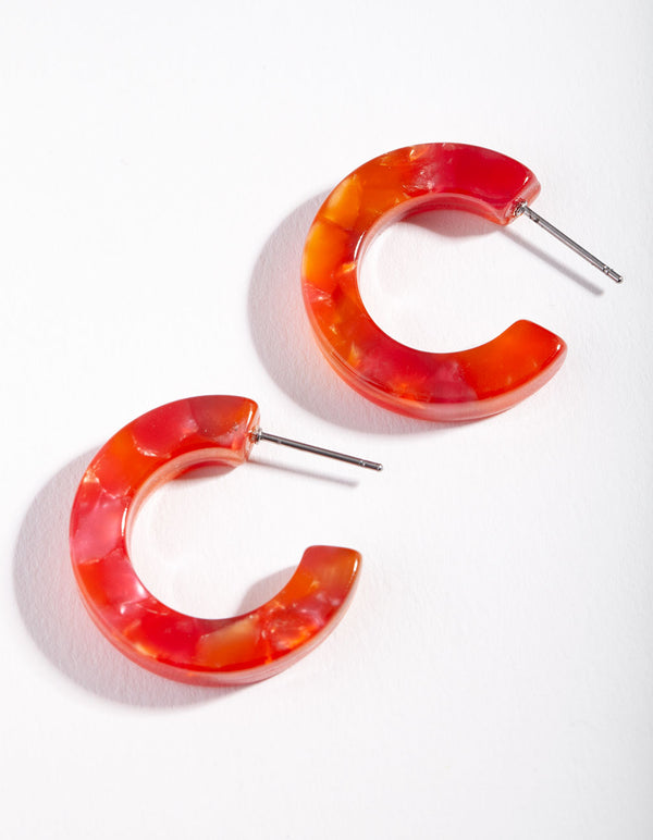 Red Small Acrylic Hoop Earrings