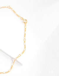 Gold Plated Sterling Silver Figaro Chain Bracelet Anklet - link has visual effect only