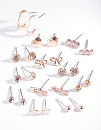 Rose Gold Bow Diamante Earring 12-Pack - link has visual effect only