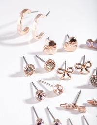 Rose Gold Bow Diamante Earring 12-Pack - link has visual effect only