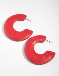 Red Acrylic C Shape Hoop Earrings - link has visual effect only