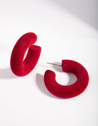 Red Flocked Hoop Earrings - link has visual effect only