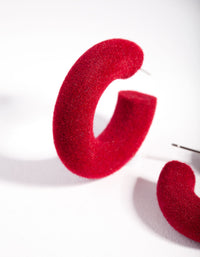 Red Flocked Hoop Earrings - link has visual effect only