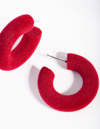 Red Flocked Hoop Earrings - link has visual effect only