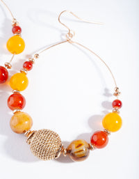 Gold Neutral Brown Orange Beaded Earrings - link has visual effect only