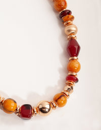 Gold Mixed Resin Bead Short Necklace - link has visual effect only