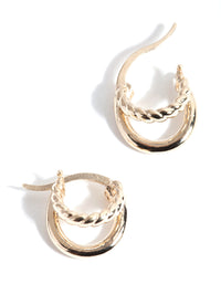 Gold Plated Sterling Silver Twisted Double Hoop Earrings - link has visual effect only