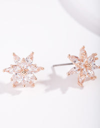 Gold Diamond Simulant Flower Stud Earrings - link has visual effect only