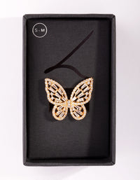 Gold Diamond Simulant Butterfly Ring - link has visual effect only