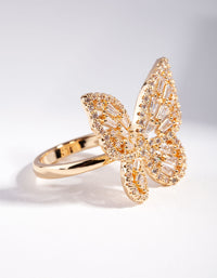 Gold Diamond Simulant Butterfly Ring - link has visual effect only