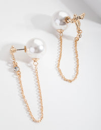 Gold Bee & Pearl Backing Drop Earrings - link has visual effect only