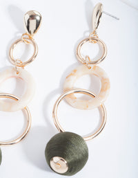 Gold Graduating Green Ring Drop Earrings - link has visual effect only