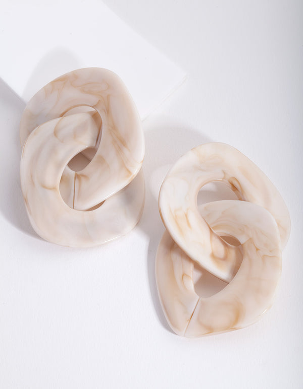 Cream Double Link Drop Earrings