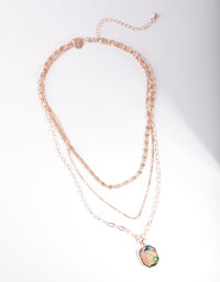 Rose Gold Triple Layered Teal Necklace - link has visual effect only