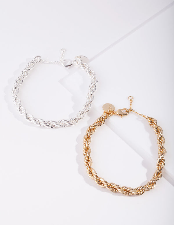 Mixed Metal Plated Bracelet Set