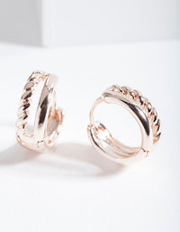 Rose Gold Twisted Huggie Hoop Earrings - link has visual effect only