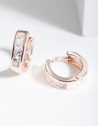 Rose Gold Chunky Diamante Huggie Earrings - link has visual effect only