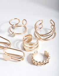 Gold Mixed Texture Ear Cuff 6-Pack - link has visual effect only