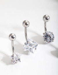 Surgical Steel Cubic Zirconia Belly Bar 4-Pack - link has visual effect only