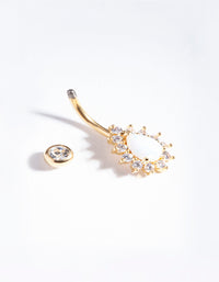 Gold Titanium Opal Diamante Belly Bar - link has visual effect only