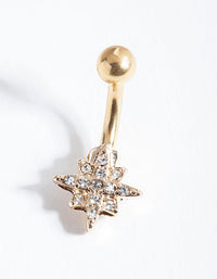 Gold Starburst Surgical Steel Belly Bar - link has visual effect only