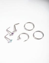 Pastel Surgical Steel Nose Stud Hoop 6-Pack - link has visual effect only