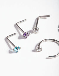 Pastel Surgical Steel Nose Stud Hoop 6-Pack - link has visual effect only