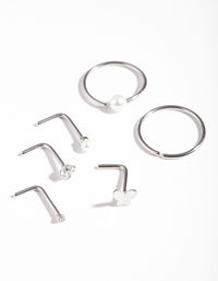 Surgical Steel Pearl Butterfly Nose Ring 6-Pack - link has visual effect only